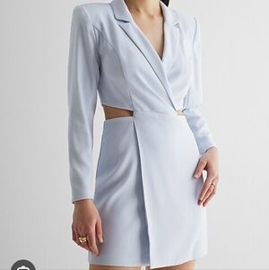 Cutout Mini Blazer Dress - Elegant Light Blue